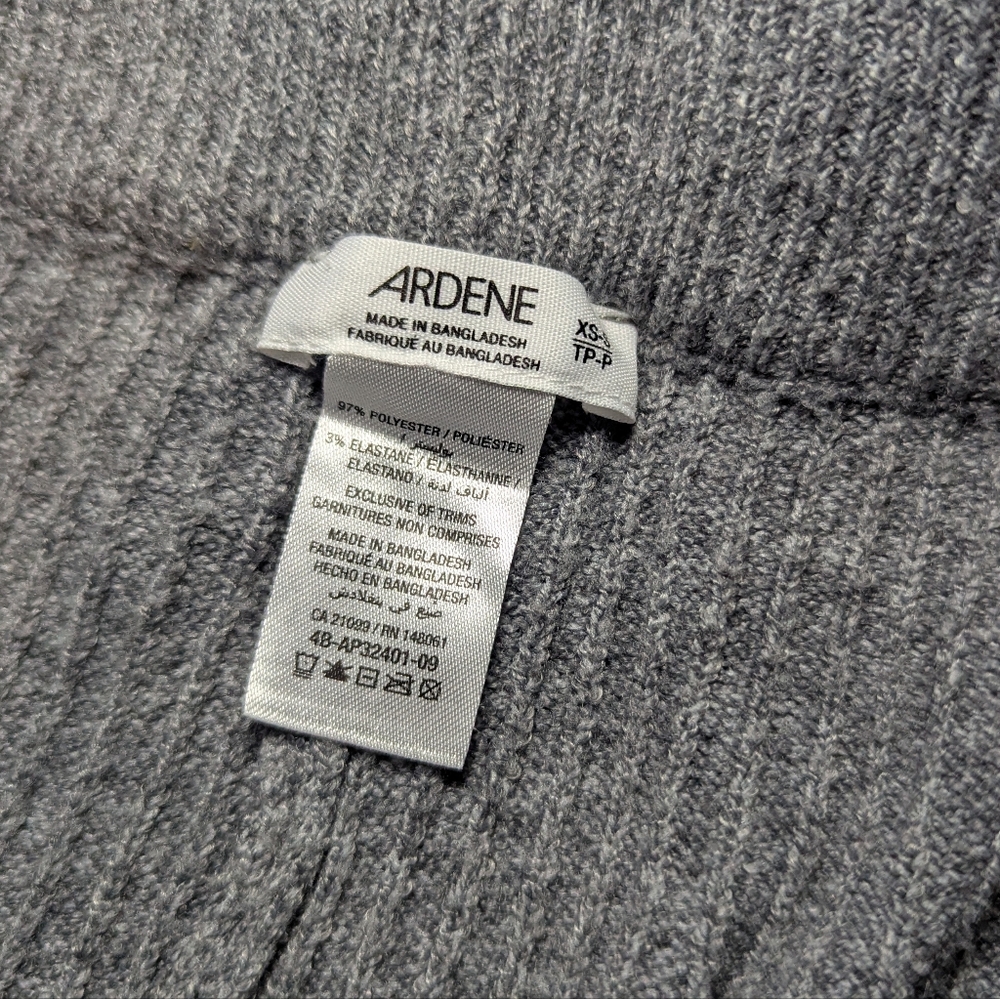 ARDENE Gray Ribbed Knit Wide-Leg Pants - Picture 2 of 7